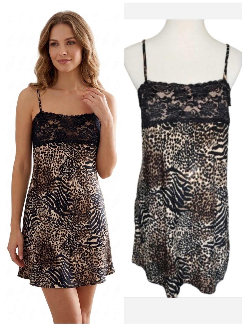 Women's Lace animal print lingerie negligee nighty size medium Cheetah Leopard